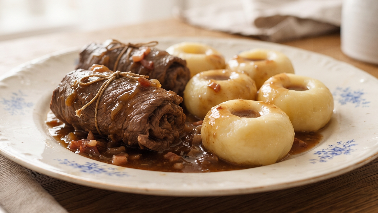 Read more about the article Śląskie Rolady Wołowe z Kruchego Mięsa w Aromatycznym Sosie