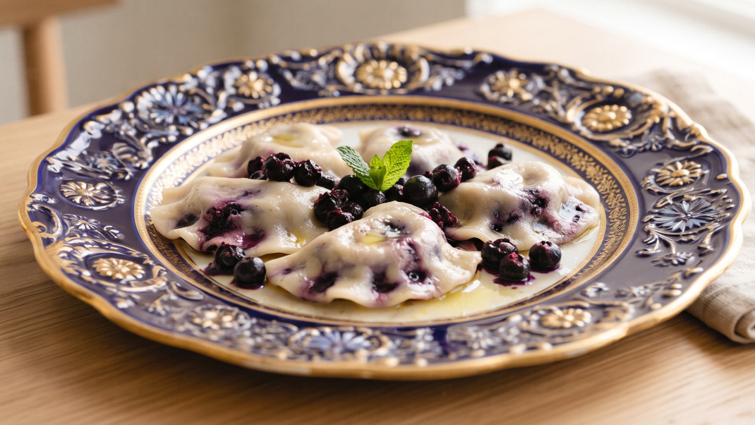 Read more about the article Delikatne Pierogi z Mascarpone i Borówkami w Słodkiej Śmietance