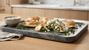 Read more about the article IDEALNE PIEROGI ZE SZPINAKIEM I SEREM FETA (RÓWNIEŻ PODSMAŻANE)